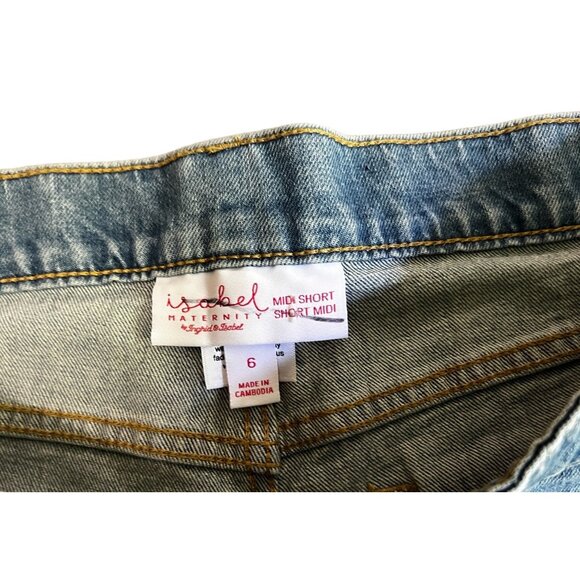 Isabel Maternity by Ingrid & Isabel Denim Shorts Light Wash Sz 6 Womens w/ Back - Picture 3 of 4